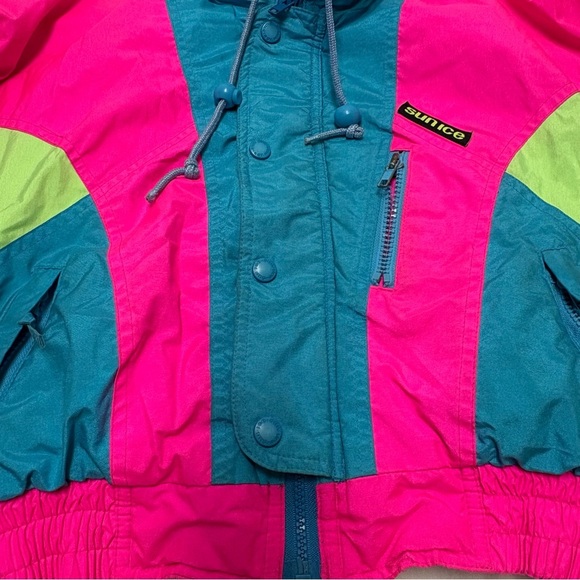 Vintage Sun Ice Girls 6 Winter Ski Jacket Colour Block 80s Vibrant Bright Winter - Picture 2 of 12